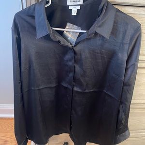 Express silk button down top